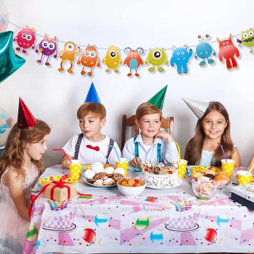 Miniatura 5 de Cartel de Little Monster para decoración de fiesta de cumpleaños con temática de monstruo, suministros de fiesta de baby shower, guirnalda