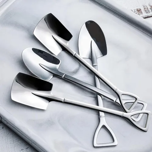 Miniatura 3 de Paquete de 6 cucharas de helado de acero inoxidable, cucharas de pala, cuchara de sandía, cuchara pequeña reutilizable para té, postre, hogar