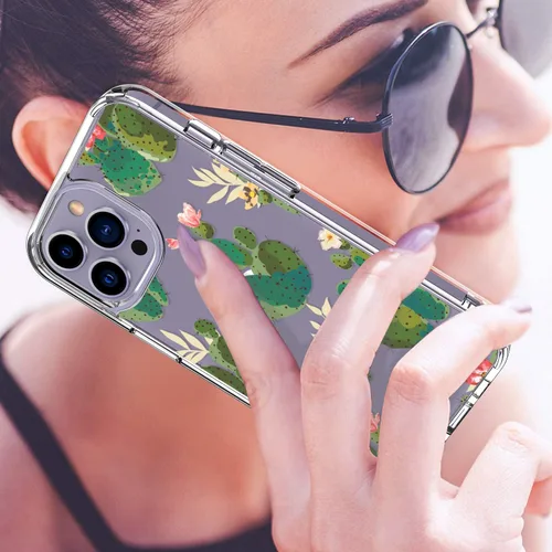 Miniatura 2 de LUHOURI Funda diseñada para iPhone 14 Pro Max con protector de pantalla, acrílico transparente para mujeres y niñas, funda protectora de ajuste