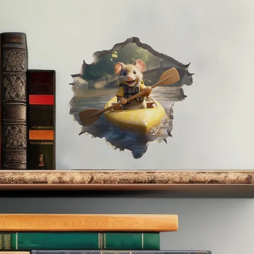 Miniatura 2 de Adhesivo de pared 3D con agujero de ratón en kayak