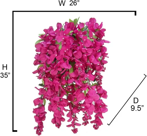Miniatura 2 de Flores de glicina artificial para mata colgante larga, 15 tallos, para decoración y arreglo del hogar, boda, restaurante y oficina Belleza