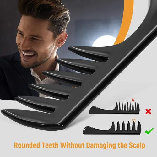 Miniatura 7 de Juego de peines y cepillos para cabello de hombre STYLEMATE - Cepillo de volumen con rodillo, peines para peinados tipo Pompadour, Slicked-back