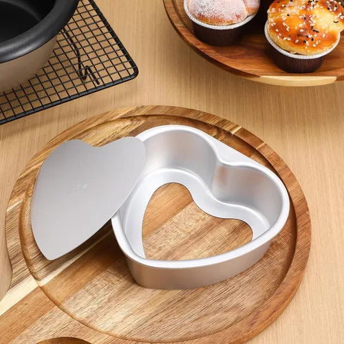 Miniatura 8 de BESTonZON 3 moldes para pasteles en forma de corazón, moldes de aluminio de 6 pulgadas con parte inferior extraíble, molde de pastel de corazón