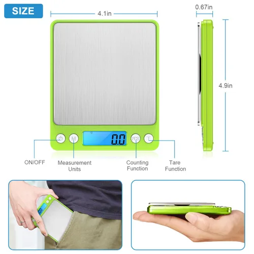 Miniatura 5 de Báscula digital, 105.82 oz, 0.01 onzas, precisión de 0.00 oz, mini báscula de alimentos de cocina con 2 bandejas, báscula de bolsillo para joyas