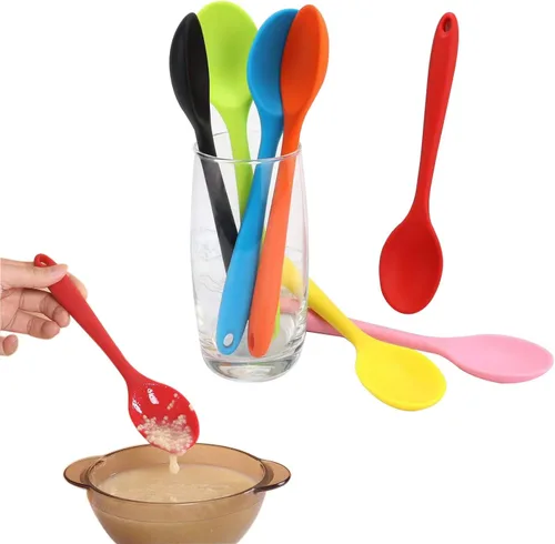 Miniatura 5 de Vituer - Juego de 7 cucharas de silicona para servir, resistentes al calor, cucharas de cocina antiadherentes para cocinar, cucharas de servir