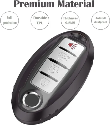 Miniatura 5 de Funda para llavero para Nissan antes de 2023 Altima Maxima Sentra X Trail Patrol Murano Rogue Pathfinder Serena Kicks Armada Versa, negro