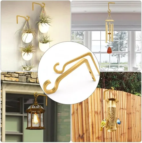 Miniatura 45 de QIEGL Soporte colgante para plantas de 6 pulgadas, gancho de metal para plantas, gancho de pastor decorativo para colgar linternas, comedero