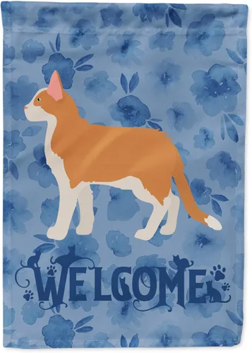 Miniatura 300 de Caroline's Treasures CK4813CHF - Bandera de bienvenida con gato abisinio azul, manga grande, para porche, para colgar en la pared, poliéster
