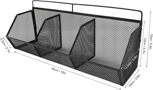 Miniatura 4 de Cesta de alambre de metal, 3 rejillas para colgar en la pared, organizador de almacenamiento de apertura inclinada para cocina, baño, lavandería