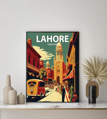 Miniatura 5 de Lahore - Póster impreso artístico, decoración de pintura de pared de Pakistán, arte de Oriente Medio, arte para decoración del hogar, obra de arte