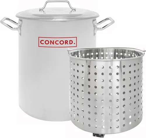 CONCORD Olla de acero inoxidable con cesta de vapor. Utensilios de cocina ideales para hervir y cocinar al vapor (24 cuartos de galón)