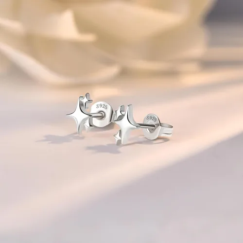 Miniatura 5 de JIAYIQI 925 Sterling Silver Stud Earrings Simple Mini Bar Circle Dot Heart Star Lightning Bolt Stud Earrings 14K Gold Plated Cartilage Earrings