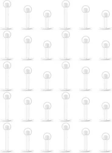 Miniatura 11 de 16G 18G 20G Pendientes de plástico transparentes, tachuelas de nariz, retenedor de piercing para cirugía, deporte, trabajo, labio, labret, Medusa