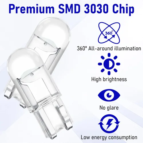 Miniatura 3 de 30 bombillas LED 194 para automóvil, 168 2825 W5W T10 de cuña COB LED de repuesto, bombilla de placa de matrícula de 6000 K, bombilla interior libre