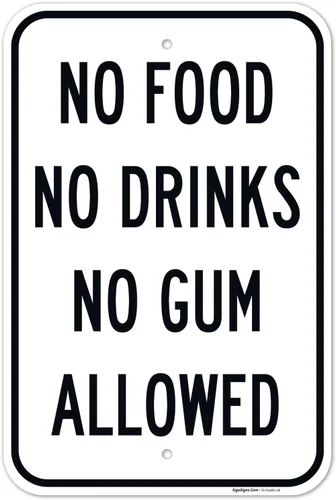 Miniatura 15 de Cartel de "No Food No Drinks No Gum Allowed", 10 x 7 pulgadas, calcomanías de vinilo de 4 mil, resistentes a la intemperie, fabricadas en Estados