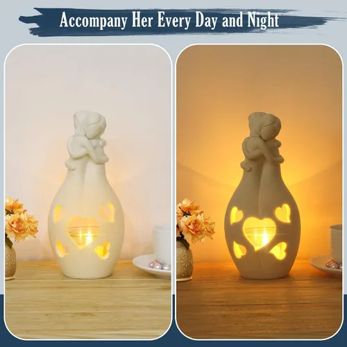 Miniatura 7 de Regalos de cumpleaños para hermanas, estatua de abrazo blanco, portavelas de abrazo con 50 tarjetas de afirmación diarias, regalo motivacional