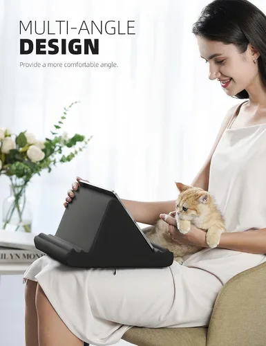 Miniatura 2 de Lamicall Soporte de Almohada para Tableta - Base de Almohada Suave con Dock para Regazo, Cama y Escritorio con Bolsillo y 4 Ángulos de Visión