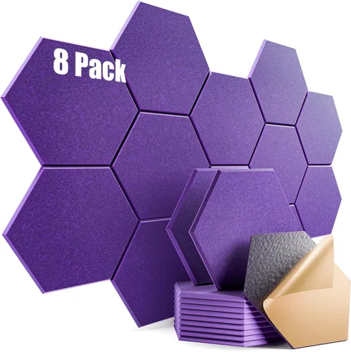 Miniatura 81 de Paquete de 12 paneles acústicos autoadhesivos de 12 x 10 x 0.4 pulgadas, paneles de espuma a prueba de sonido con alta densidad, diseño forrado