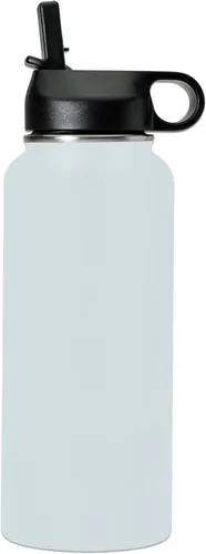 Miniatura 2 de LaserGram Botella de agua personalizada, gimnasta niña, acero inoxidable de doble pared aislada al vacío con popote superior, regalo grabado Azul