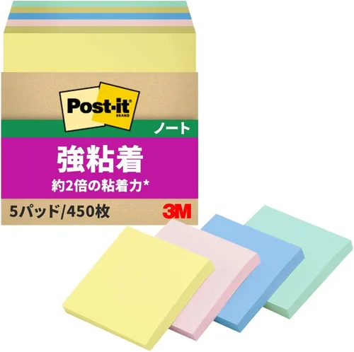 Miniatura 13 de Pack of 5 75 x 75mm mixed color fluorescence Sumitomo (3M) Post-it (R) strong adhesion Notes 654-5SSAN (japan import)