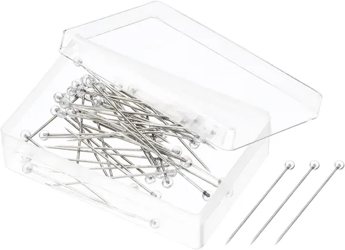 PATIKIL Alfileres de costura, juego de 10 alfileres rectos con cabeza de vidrio para decoración de costura, transparente