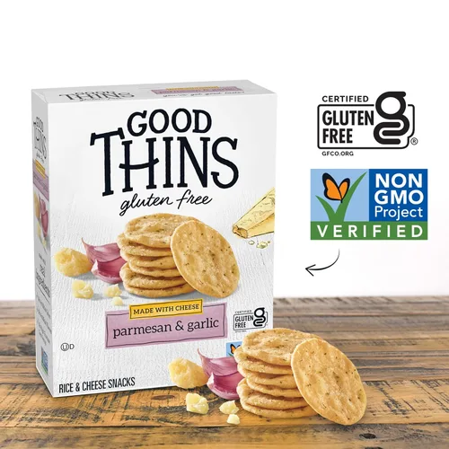 Miniatura 7 de GOOD THINS Snacks de arroz y queso con parmesano y ajo, galletas sin gluten, galletas a granel, 6 cajas de 3.5 onzas