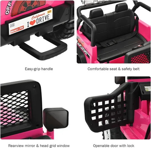 Miniatura 6 de Costzon - Camioneta de paseo de 2 plazas, vehículo eléctrico accionado a batería de 12 V con control remoto, 2 velocidades, suspensión de resorte