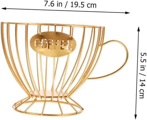 Miniatura 2 de HEMOTON Soporte para cápsulas de café, cesta de cápsulas de café, alambre de hierro, cesta de frutas, taza en forma de taza, contenedor