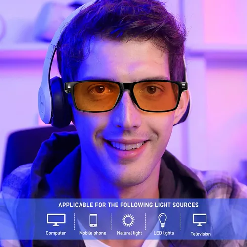 Miniatura 2 de ANYLUV Gafas de luz azul para hombre + lentes de bloqueo de luz azul para computadora de metal Al-Mg