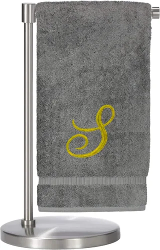 Miniatura 84 de Script R - Toalla de baño con monograma, regalo personalizado, 27 x 54 pulgadas, juego de 1 toalla bordada con texto dorado, 100% algodón turco