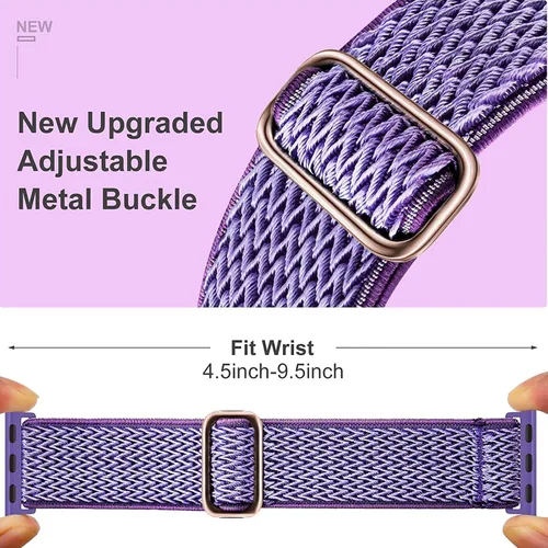 Miniatura 2 de Stretchy Braided Solo Loop Compatible for Apple Watch Band 38mm 40mm 41mm 42mm 44mm 45mm 46mm 49mm Adjustable Elastic Nylon for iWatch Series 11 10
