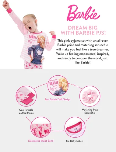 Miniatura 6 de Barbie Pijamas para niñas Conjunto de pijamas y coleteros para niñas Conjunto de pijama para niñas Ropa de dormir para niñas Producto