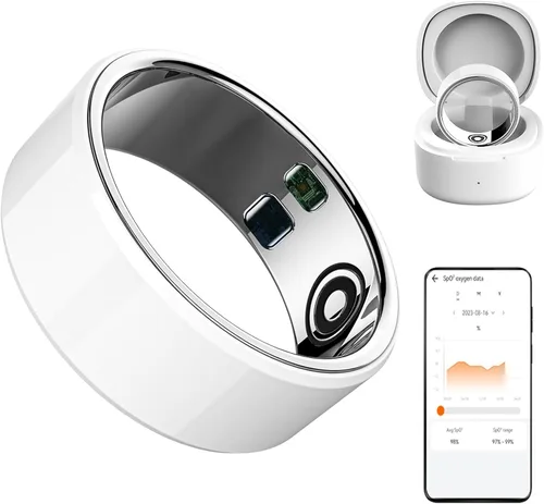 Smart Ring Sleep Fitness Tracker, registra el sueño, frecuencia cardíaca, temperatura, oxígeno en sangre y podómetro, anillo de salud con estuche de