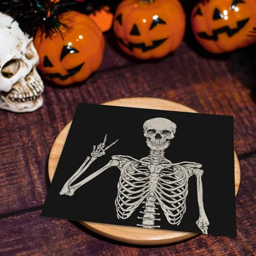 Miniatura 6 de AnyDesign Paquete de 80 servilletas de papel de calavera desechables de Halloween, servilletas de almuerzo de esqueleto sonriente, decoración