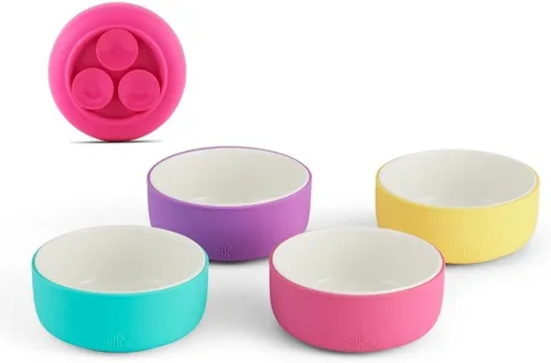 Miniatura 17 de Elk and Friends Cuencos de porcelana para niños con manga de silicona Alimentación para niños/niños pequeños/bebés Apto para microondas