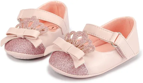 Sawimlgy Zapatos de ballet Mary Jane con lentejuelas para bebé y niña, de piel sintética, para boda, fiesta, princesa, suela de goma, para niños