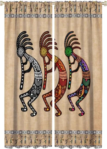 Miniatura 45 de Kokopelli - Cortinas opacas para cocina, decoración de sala de estar, dormitorio, 21 x 45 pulgadas, 2 paneles