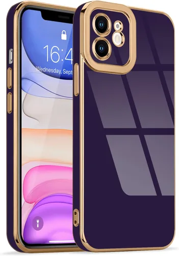 Miniatura 190 de Lafunda Diseñada para iPhone 13 Pro, fundas lujosas con chapado lindo para mujeres y niñas, elegante borde dorado, a prueba de golpes, TPU con funda