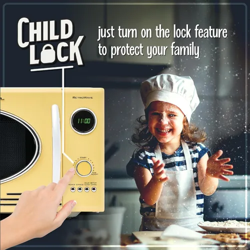 Miniatura 4 de Nostalgia Retro - Horno de microondas para encimera - Incluye 12 ajustes preprogramados y reloj digital - 0.9 pies cúbicos - 800 vatios - Amarillo