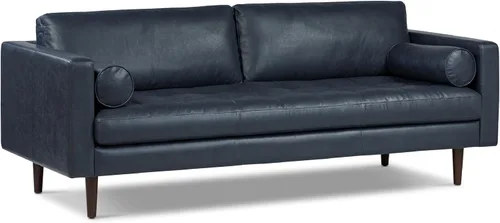 Poly & BARK Napa - Sofá de cuero de 88.5 pulgadas, piel de anilina curtida italiana de grano completo, comodidad de plumón, marco de madera maciza,