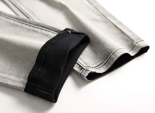 Miniatura 6 de Ylingjun - Pantalones vaqueros elásticos para hombre con bordado de rosa envejecido