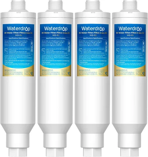 Miniatura 10 de Waterdrop Filtro de agua para autocaravana, certificado NSF, reduce el cloro, el mal sabor, el olor, paquete de 2, protector de manguera flexible