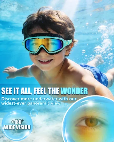 Miniatura 3 de Aegend Gafas de natación para niños y jóvenes de 3 a 14 años – Paquete de 2 gafas de visión clara antivaho anti-UV para natación Aqua y chapado