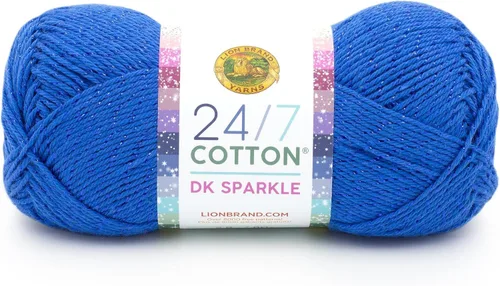 Miniatura 36 de Lion Brand Yarn Estampados DK de algodón 24/7, hilo para tejer, ganchillo y manualidades, azul, paquete de 1 Cotton Yarn for Knitting, Crochet