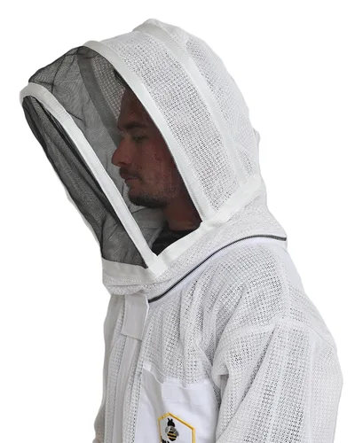 Miniatura 6 de Traje de abeja ventilado de 3 capas, kit de traje de apicultor con velo de esgrima desmontable y guantes de abeja (XL)