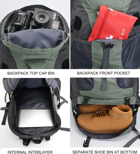 Miniatura 5 de Bseash Mochila de senderismo de 50 L, resistente al agua, ligera, mochila deportiva para exteriores, bolsa de viaje para camping, escalada, esquí
