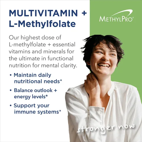 Miniatura 3 de MethylPro Multivitamínico + L-metilfolato de 15 mg – Apoya una mentalidad saludable – Vitaminas A, C, D3, E y más – Folato activo para apoyo a