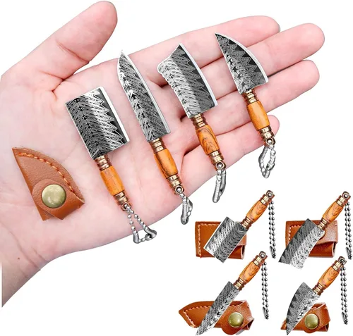 Juego de Mini Cuchillos, Mini Juego de Cuchillos de Bolsillo, Llavero de Chef de Cuchillo Pequeño con Funda para Abridor de Paquetes Cortador de