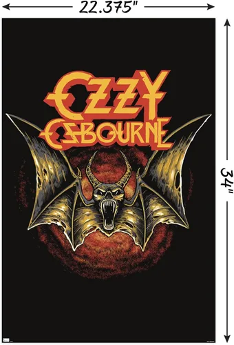Miniatura 3 de Ozzy Osbourne - Póster de pared con logotipo de murciélago, 34 pulgadas de largo x 22.4 pulgadas de ancho, versión sin marco