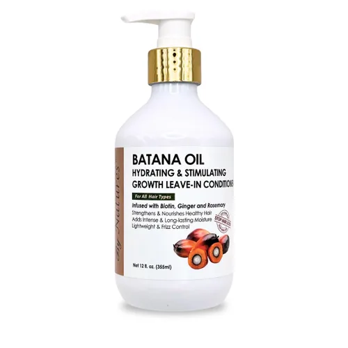 By Natures Aceite de batana hidratante y estimulante del crecimiento, acondicionador sin enjuague, 12 onzas líquidas, infundido con biotina,
